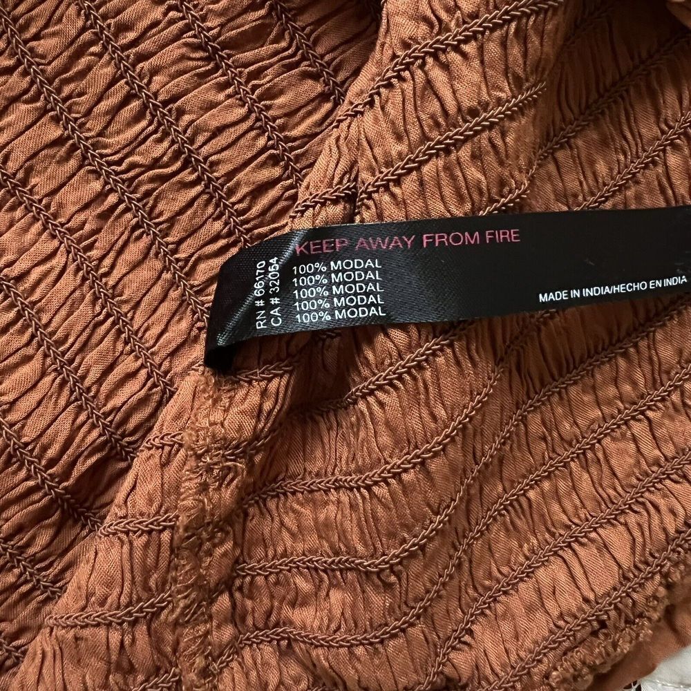 Anthropologie The Ellen Mini Dress Ruched Smocked Bodycon Sleeveless Brown L NEW - Picture 8 of 8